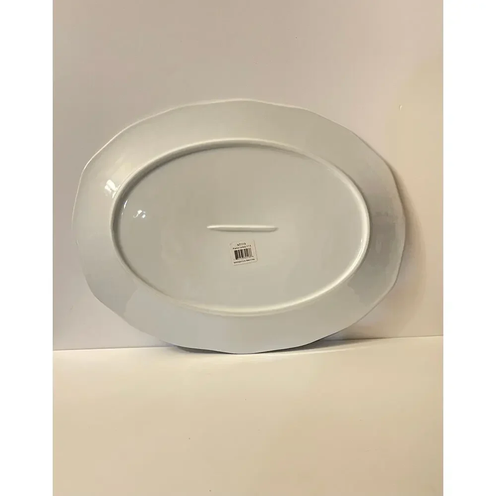 HIC Kitchen Turkey Embossed Serving Platter, Fine White Porcelain, Oversized